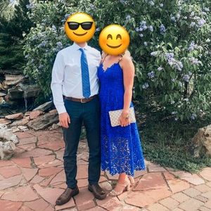 ASTR LACE MIDI DRESS BLUE SZ XXL